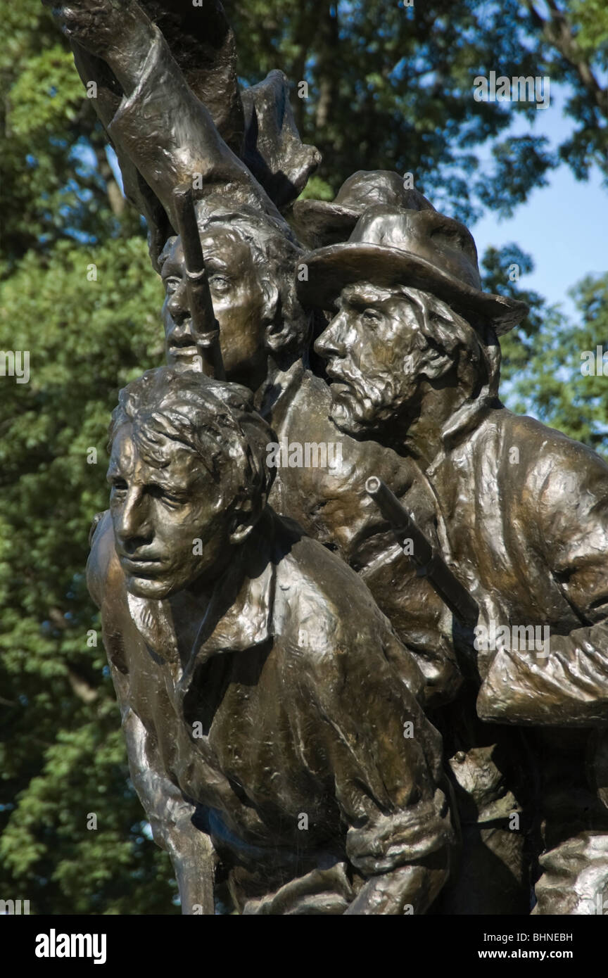 Picture of combat soldier's faces at the North Carolina monument at Gettysburg National Military Park, Pennsylvania. Stock Photo