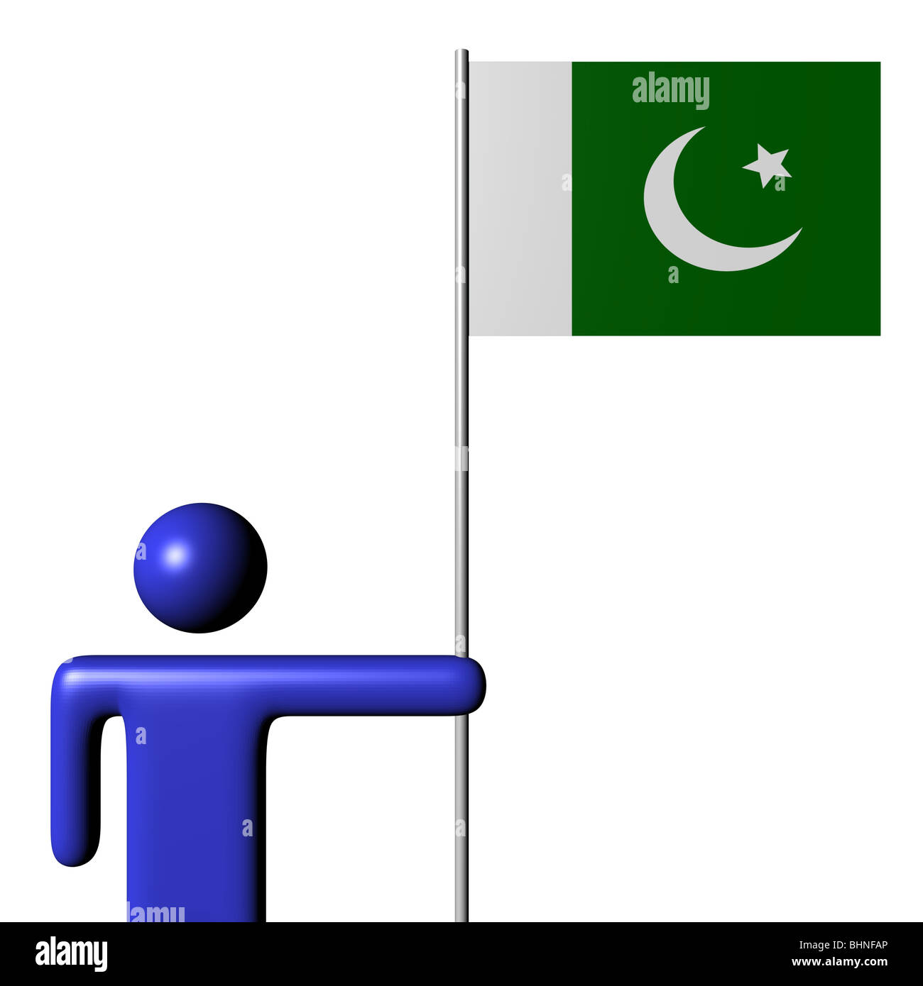 abstract man holding Pakistani flag illustration Stock Photo