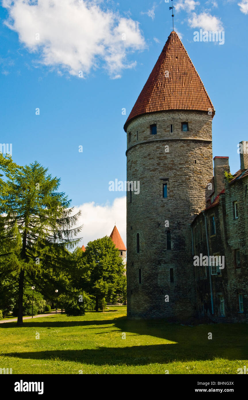 Section of the city walls around the Old Town (Vanalinn), Tallinn, Estonia Stock Photo