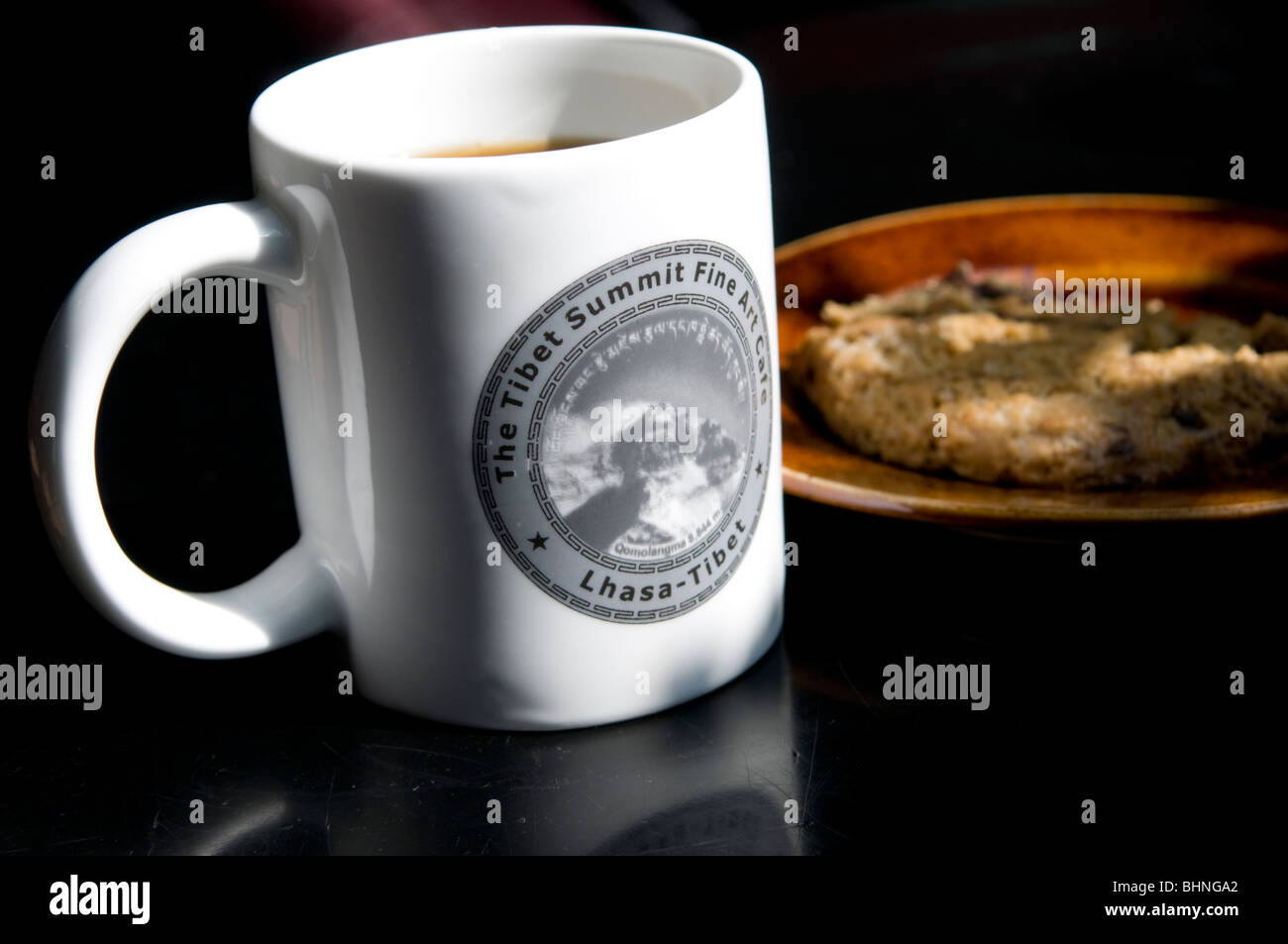 The Summit Cafe is a popular coffee house with travelers and tourists in Lhasa Tibet. Stock Photo