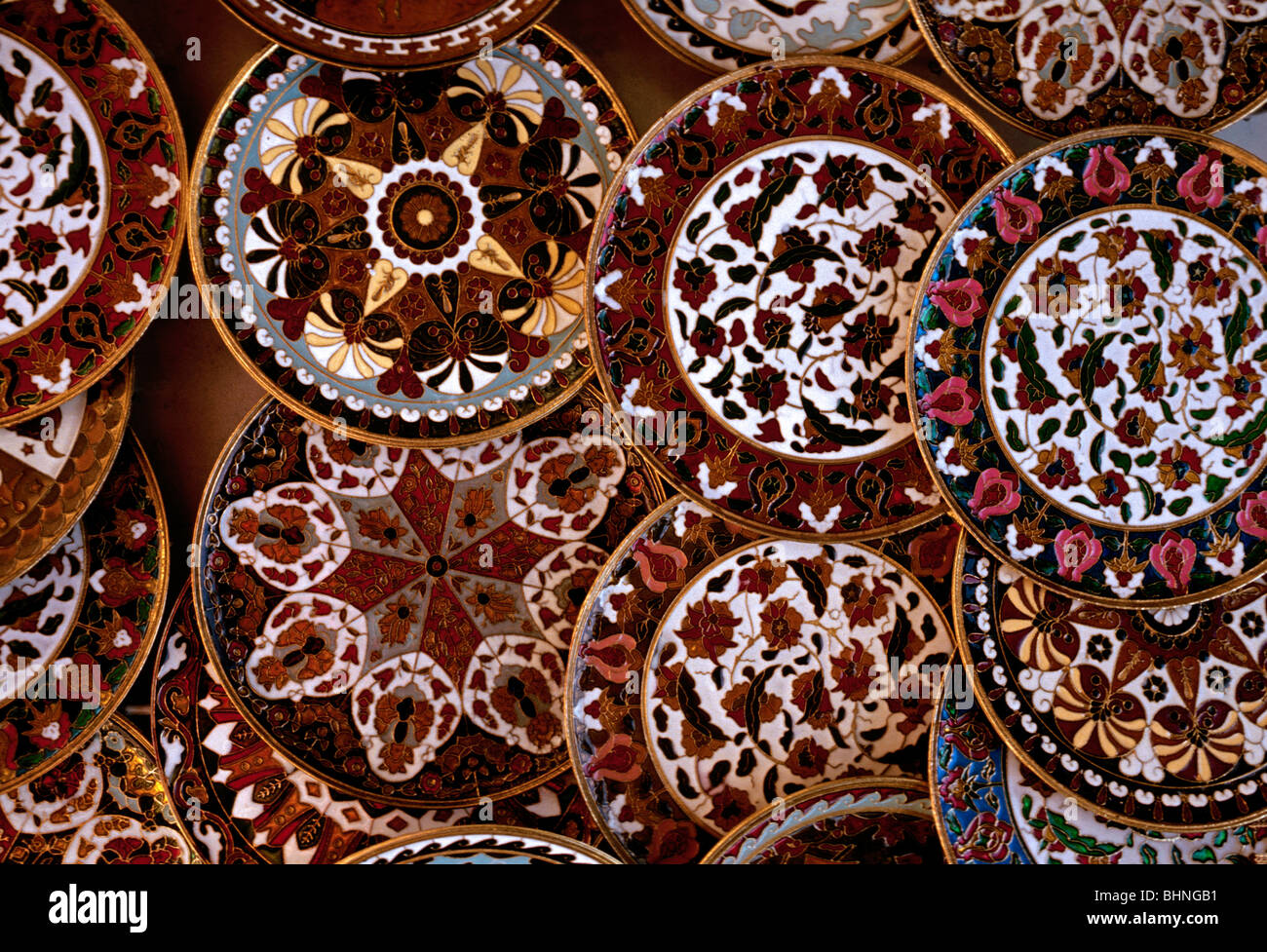 Ceramic plates on display at shop in Plaka District, Athens, Attica