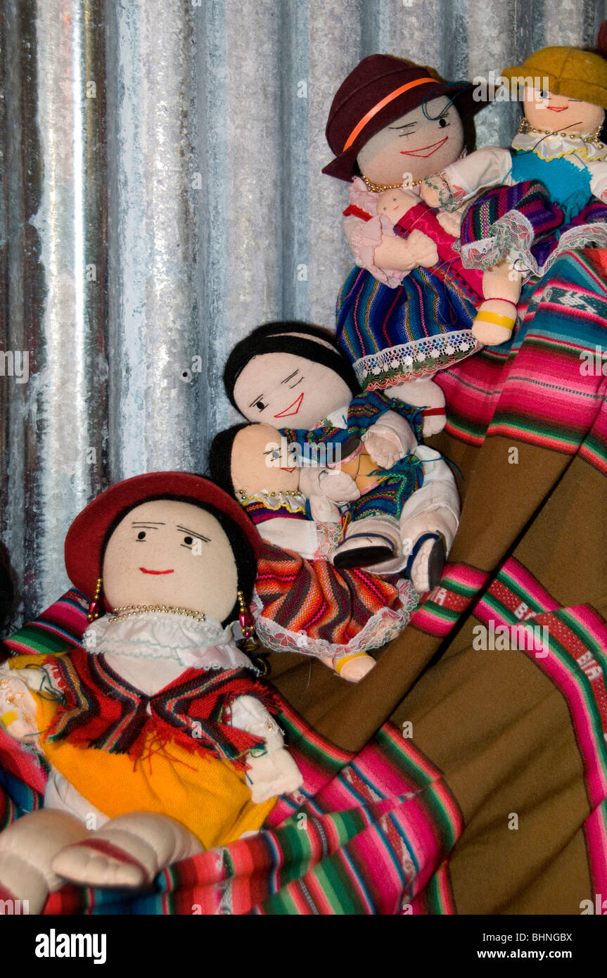 Flea market Mixture of South and central American Doll puppet dummy girl girls dolls puppets Stock Photo