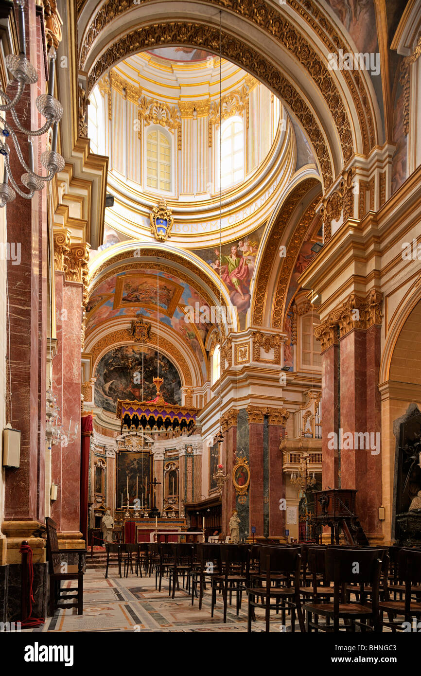 St Pauls cathedral interior, Mdina, Malta Stock Photo
