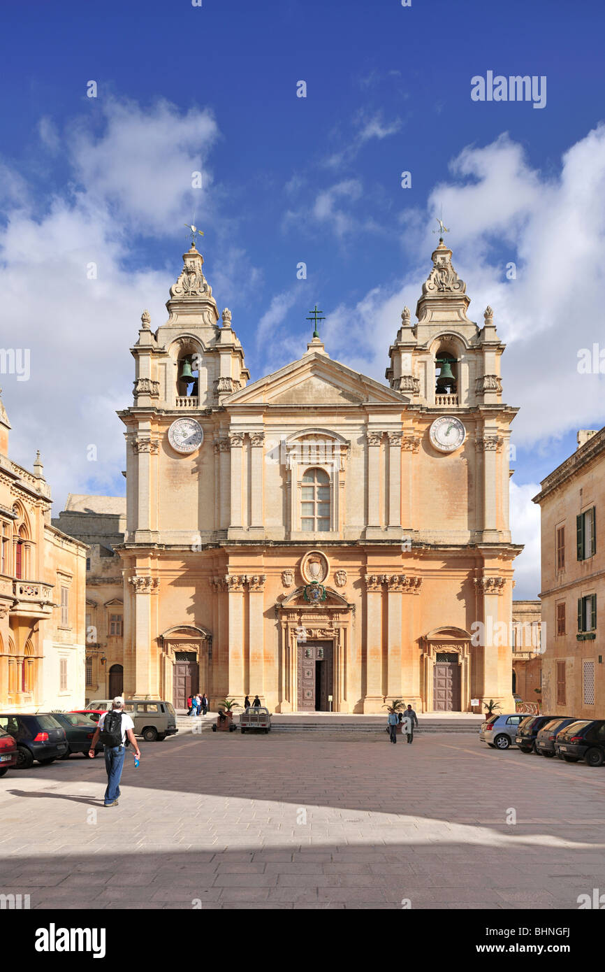 St Pauls cathedral, Mdina, Malta Stock Photo