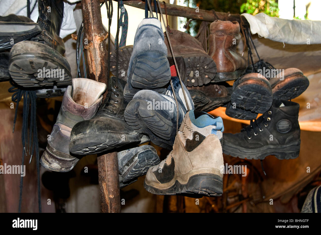 Old walking boots hi-res stock photography and images - Alamy