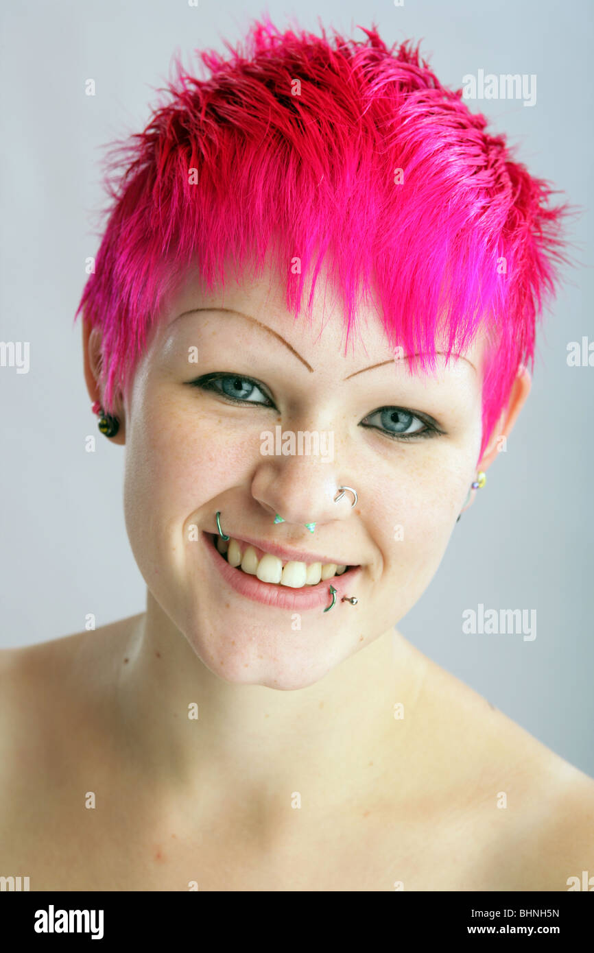 Portrait of a 19 year old girl with dyed hair. Stock Photo