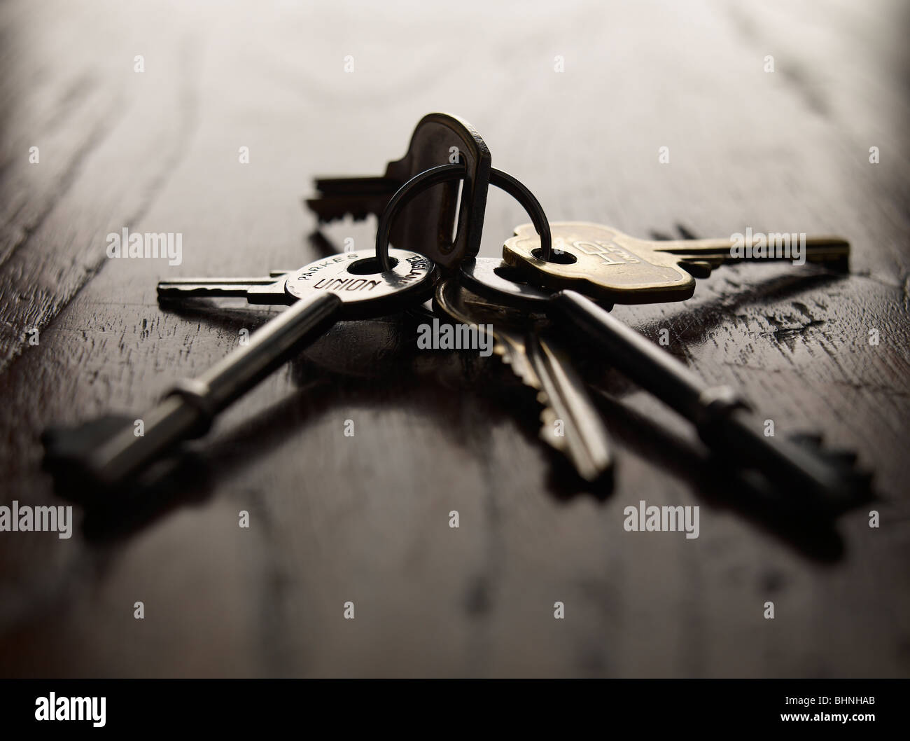 door keys on a table top Stock Photo Alamy