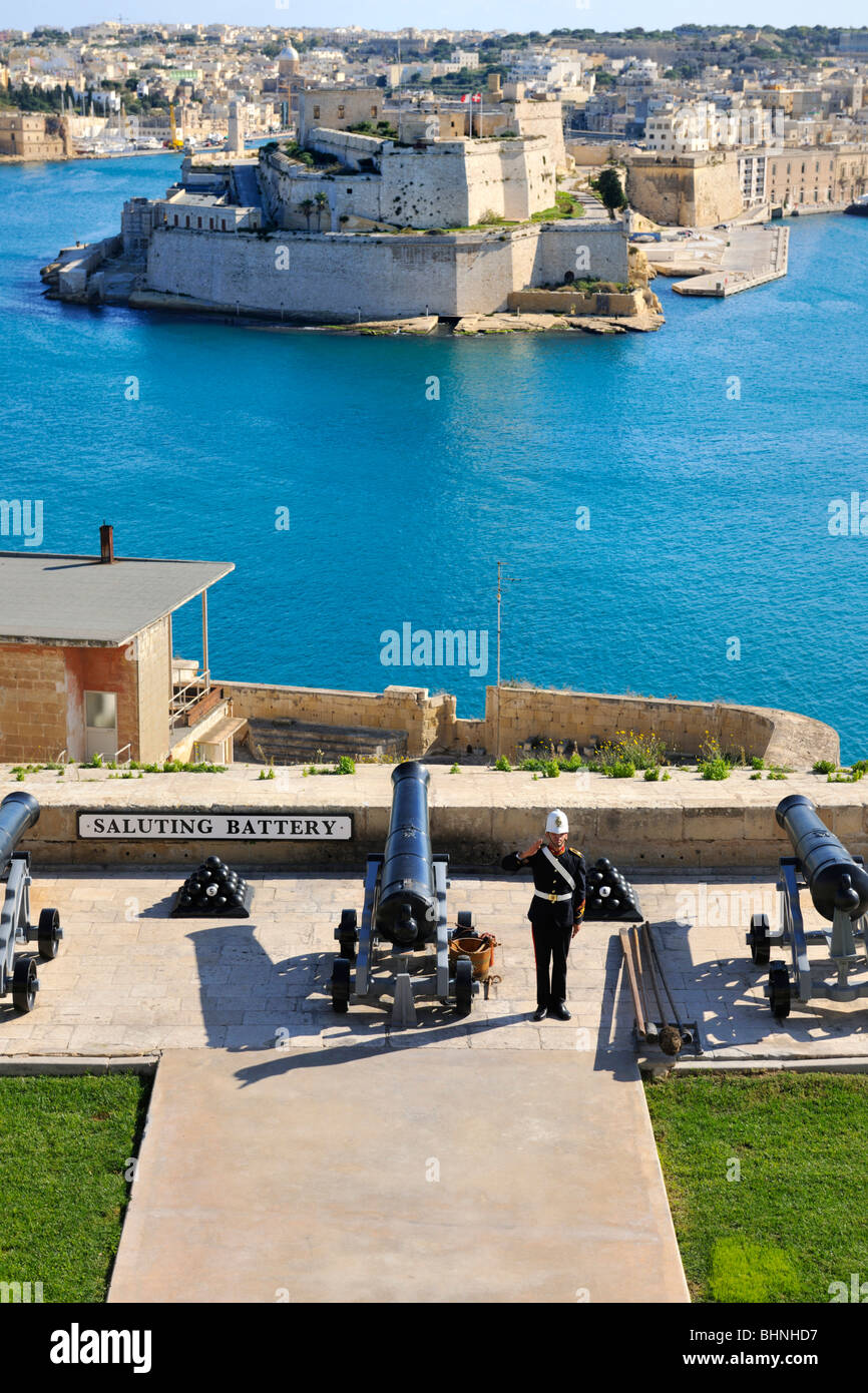 Noon Day gun, Saluting Battery, Valletta Stock Photo