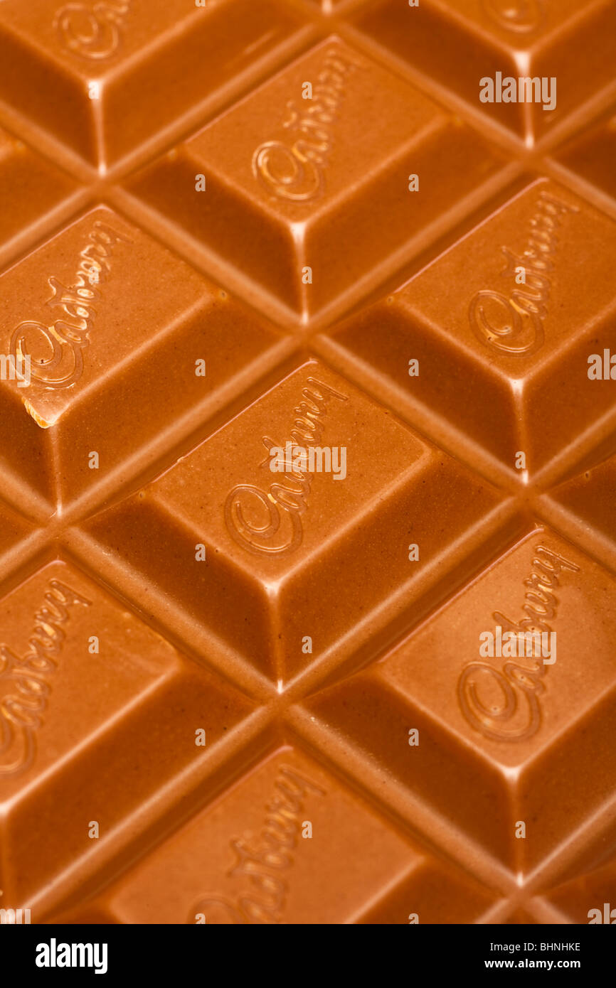 Cadburys dairy milk chocolate bar close up Stock Photo