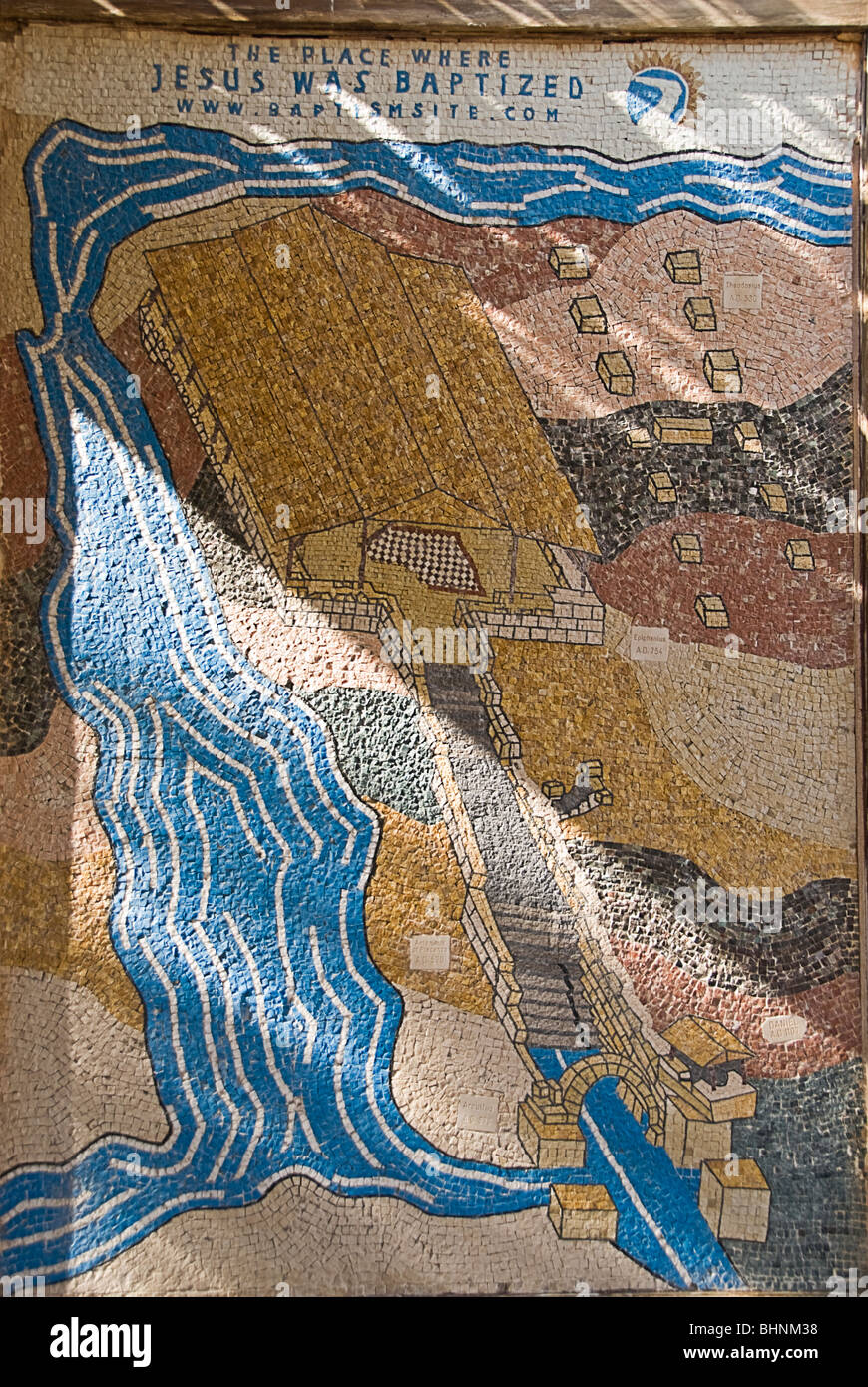 The official place by the Jordan river where Jesus Christ was baptised, Jordan, Asia. Stock Photo