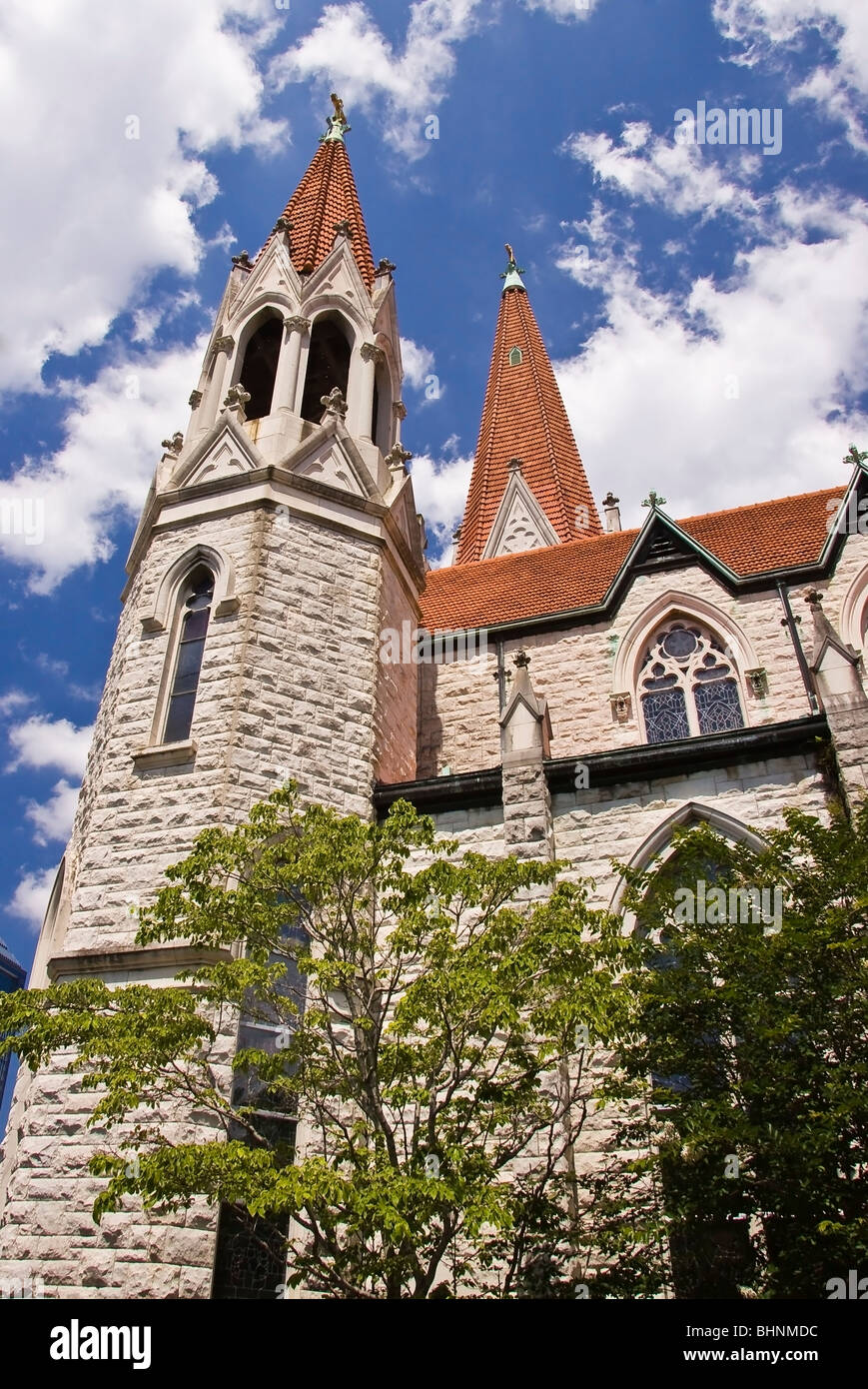 Church with clouds and trees Stock Photo - Alamy