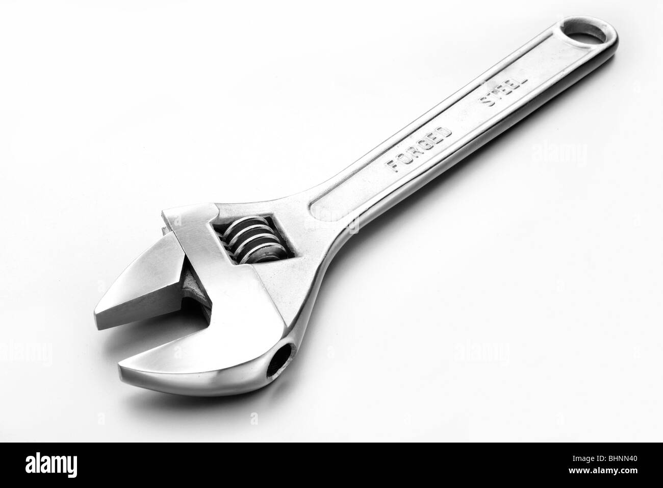 adjustable wrench spanner on white background Stock Photo