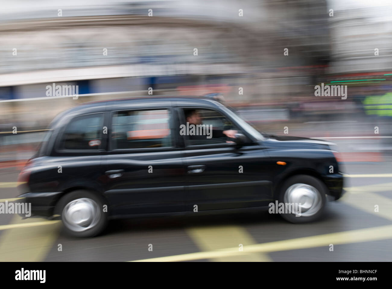 Black cab in London central Stock Photo