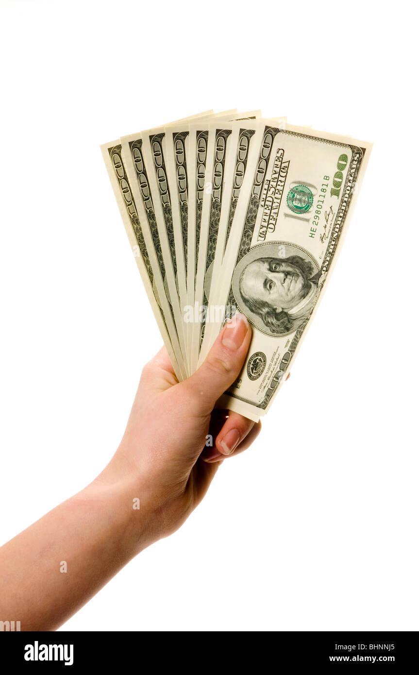 single hand holding money Stock Photo Alamy