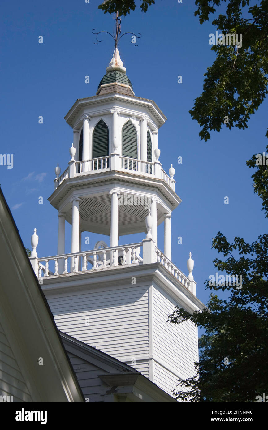 Church spire belfry in Castine, Maine Stock Photo Alamy