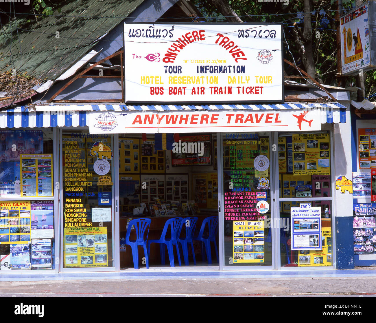 Local travel agent, Karon, Phuket, Thailand Stock Photo
