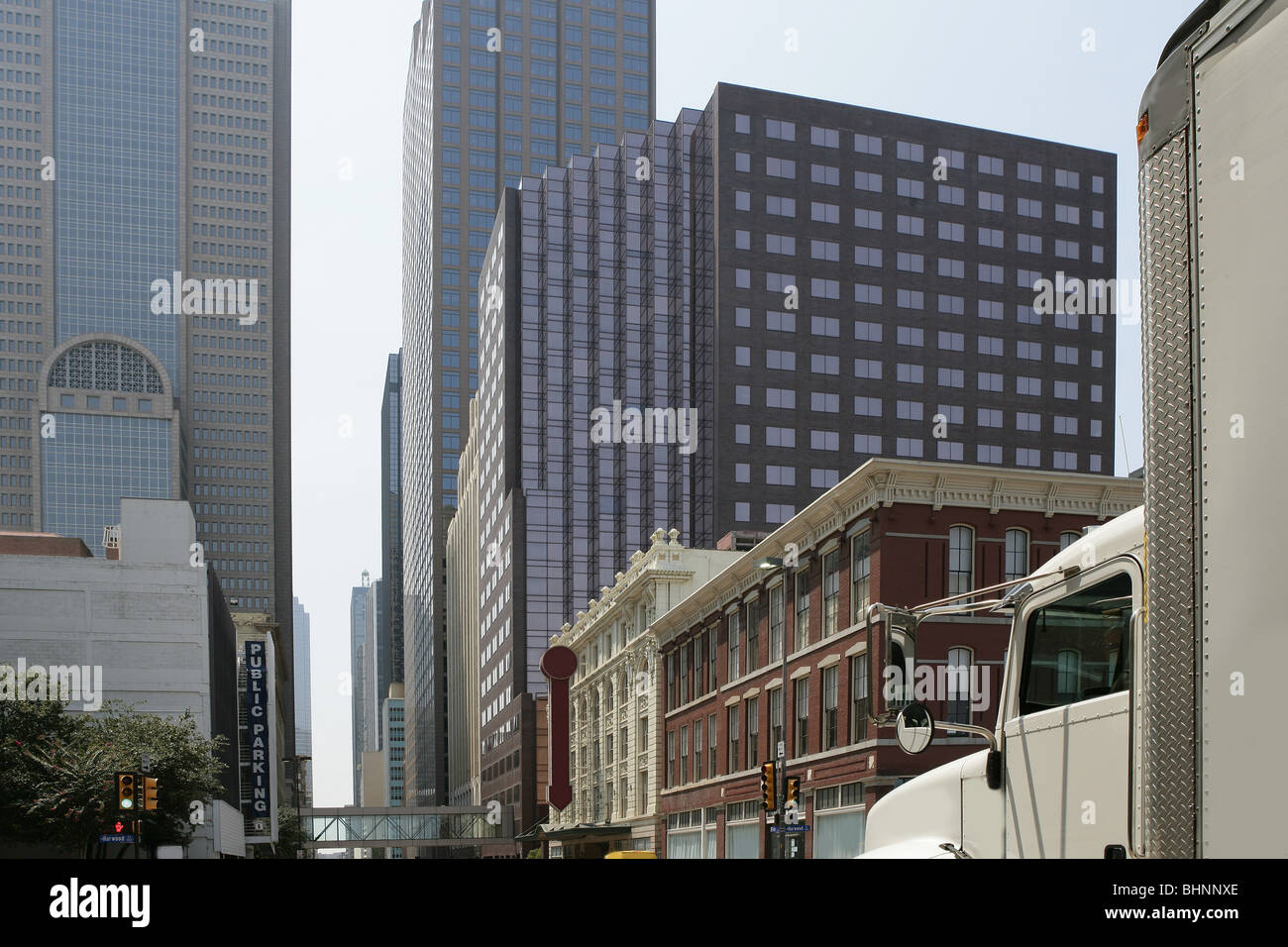Dallas downtown city views with mixed buildings urban background Stock Photo