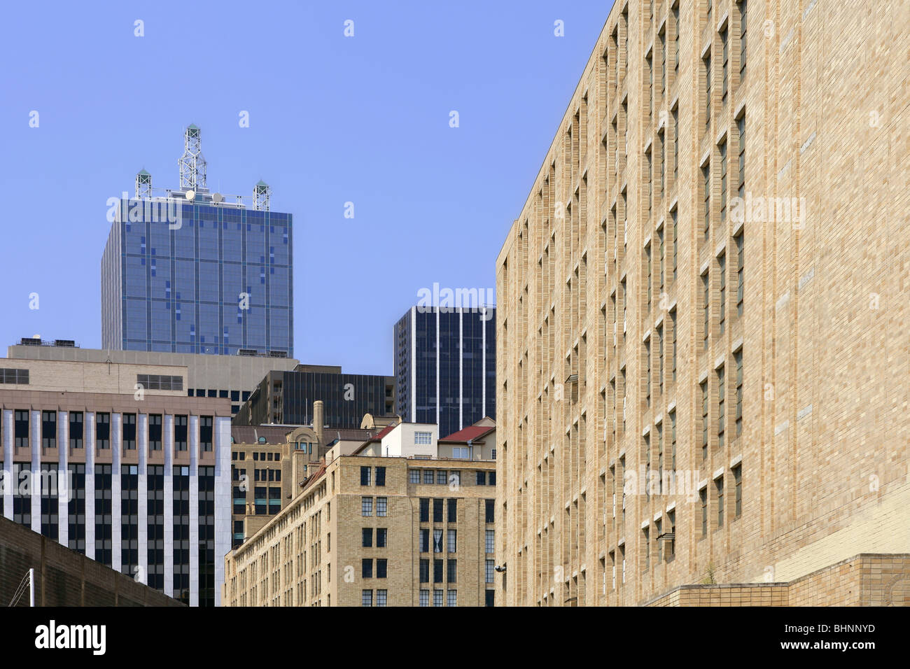 Dallas downtown city views with mixed buildings urban background Stock Photo