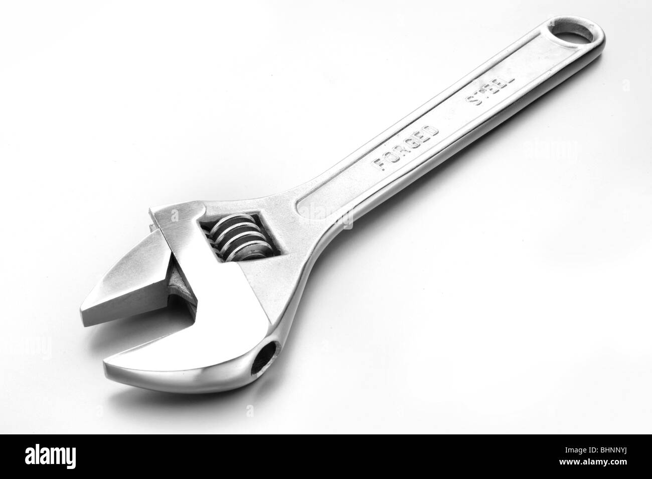 adjustable wrench spanner on white background Stock Photo