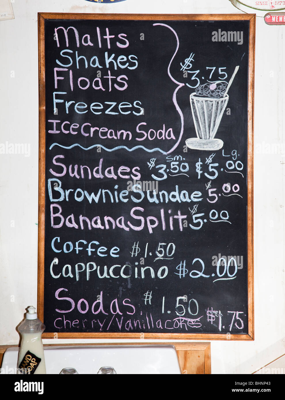 Chalkboard For Ice Cream Parlour In General Store Bandera Texas USA