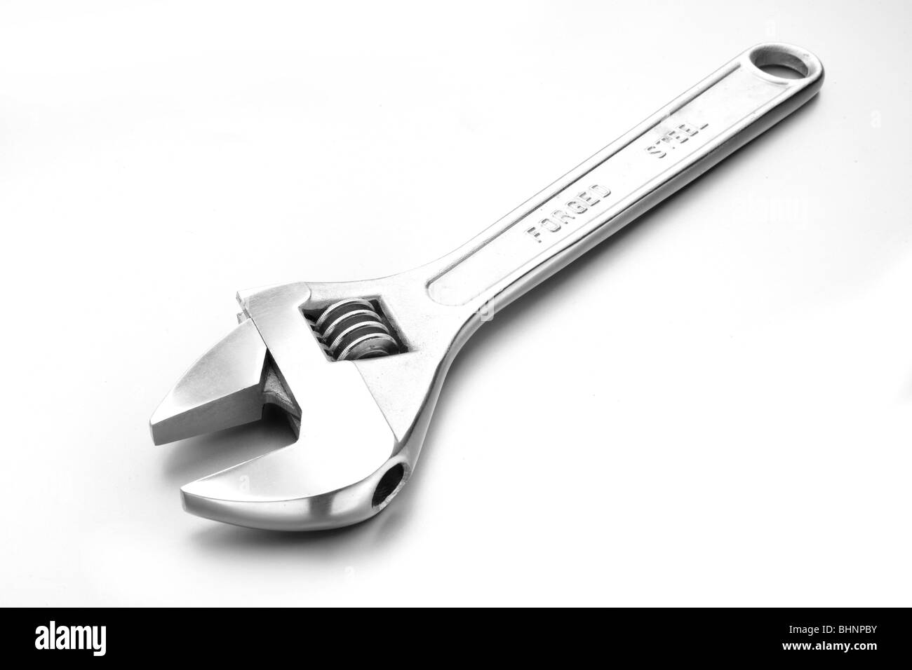 adjustable wrench spanner on white background Stock Photo