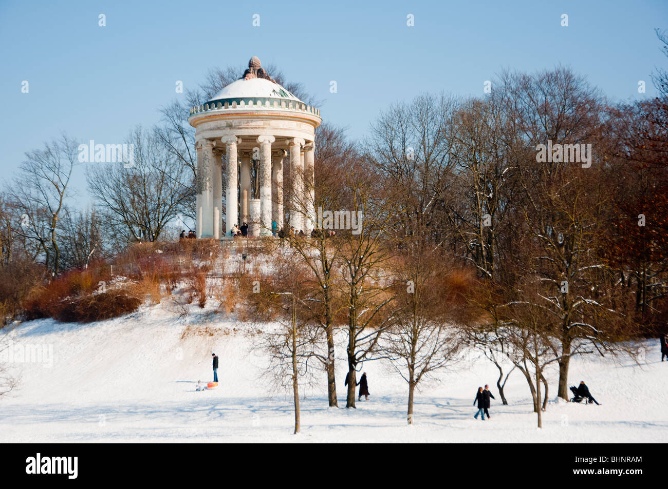 Monopteros in English garden in Munich, Germany. Stock Photo