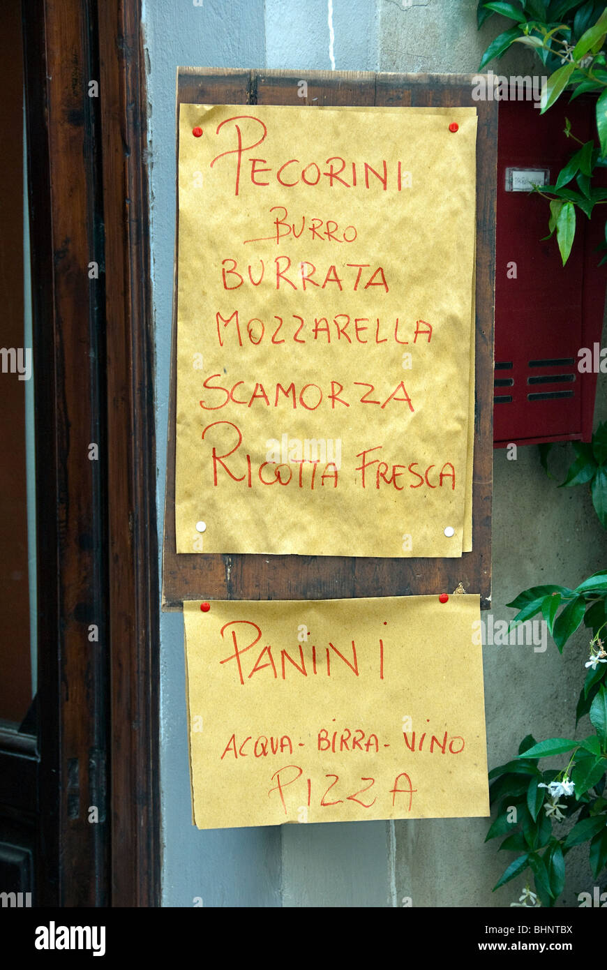 Hand drawn menu typical of a rural Tuscan restaurant Stock Photo