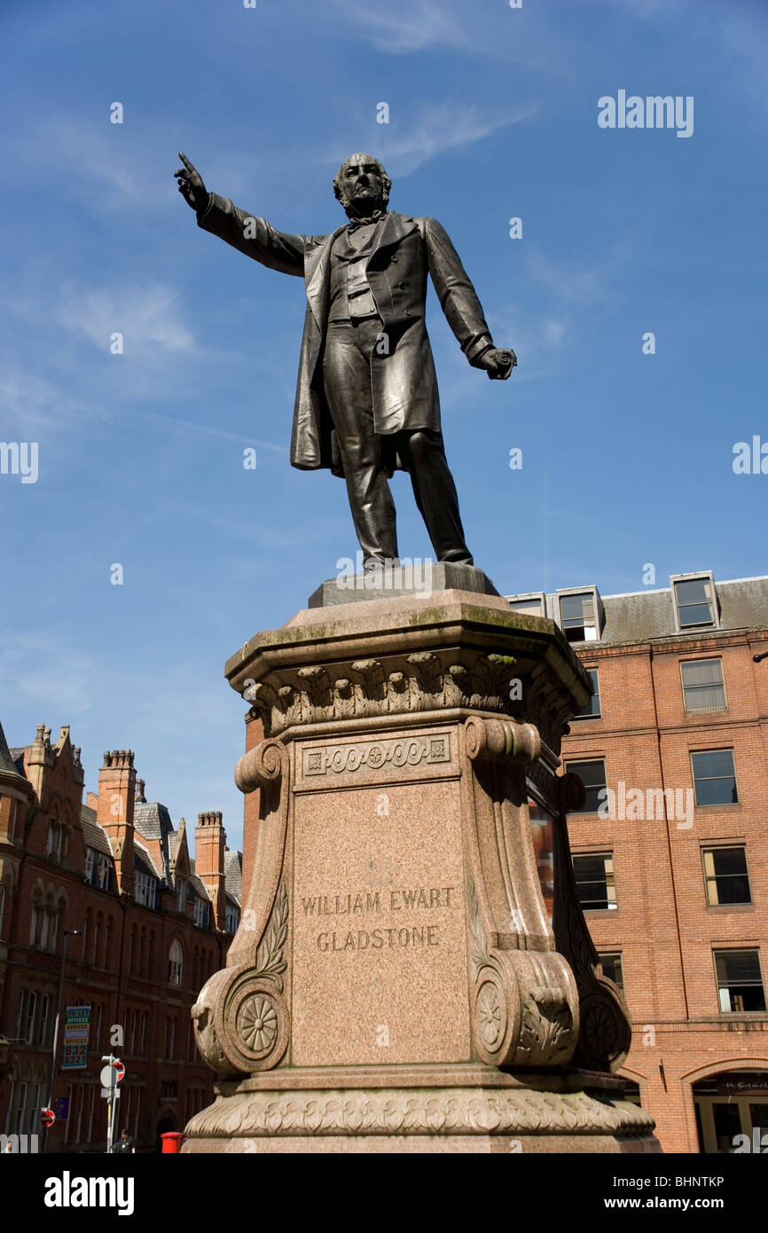 Statue of William Ewart Gladstone in Albert Square, Manchester Stock