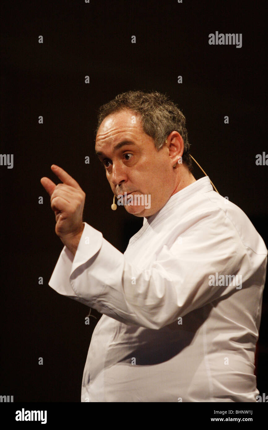 Celebrity chef Ferran Adria from restaurant El Bulli at a Gastronomic Forum in Girona, Catalonia, Spain Stock Photo