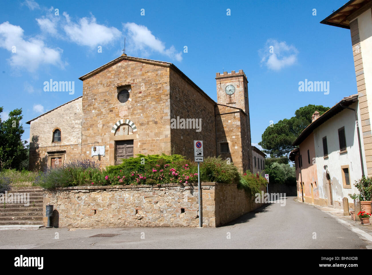 Church of Castelfalfi tiny hamlet in Tuscany Stock Photo