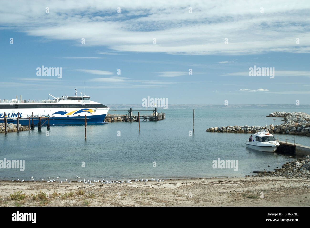 Spirit of Kangaroo Island ferry at Cape Jervis, Fleurieu Peninsula, South Australia Stock Photo