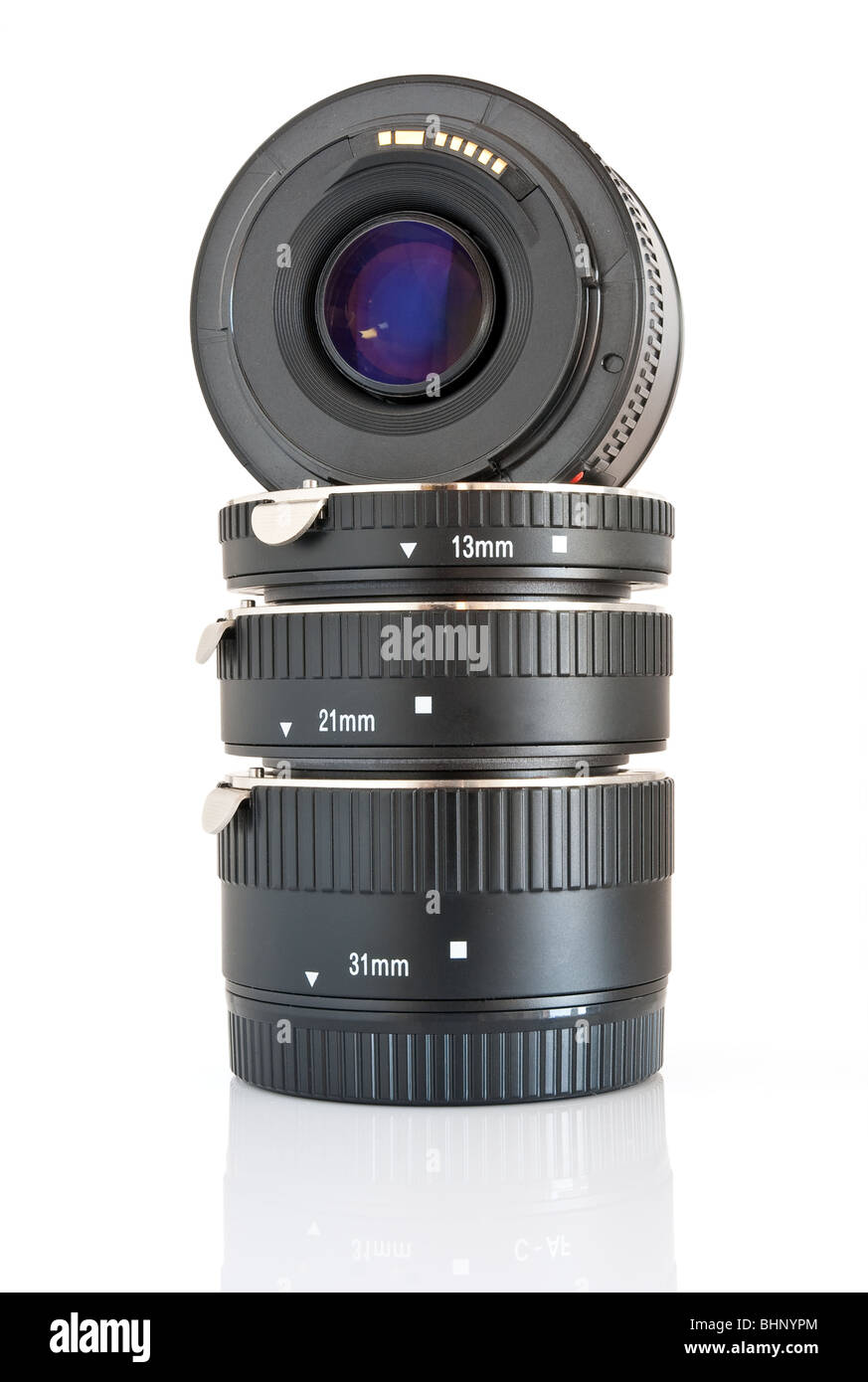 camera lens and a set of extension tube used for macro photography