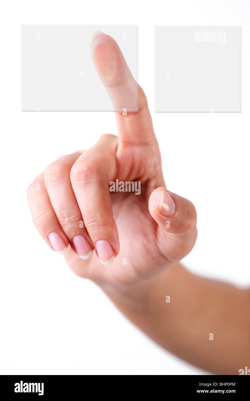 hand choosing a button Stock Photo