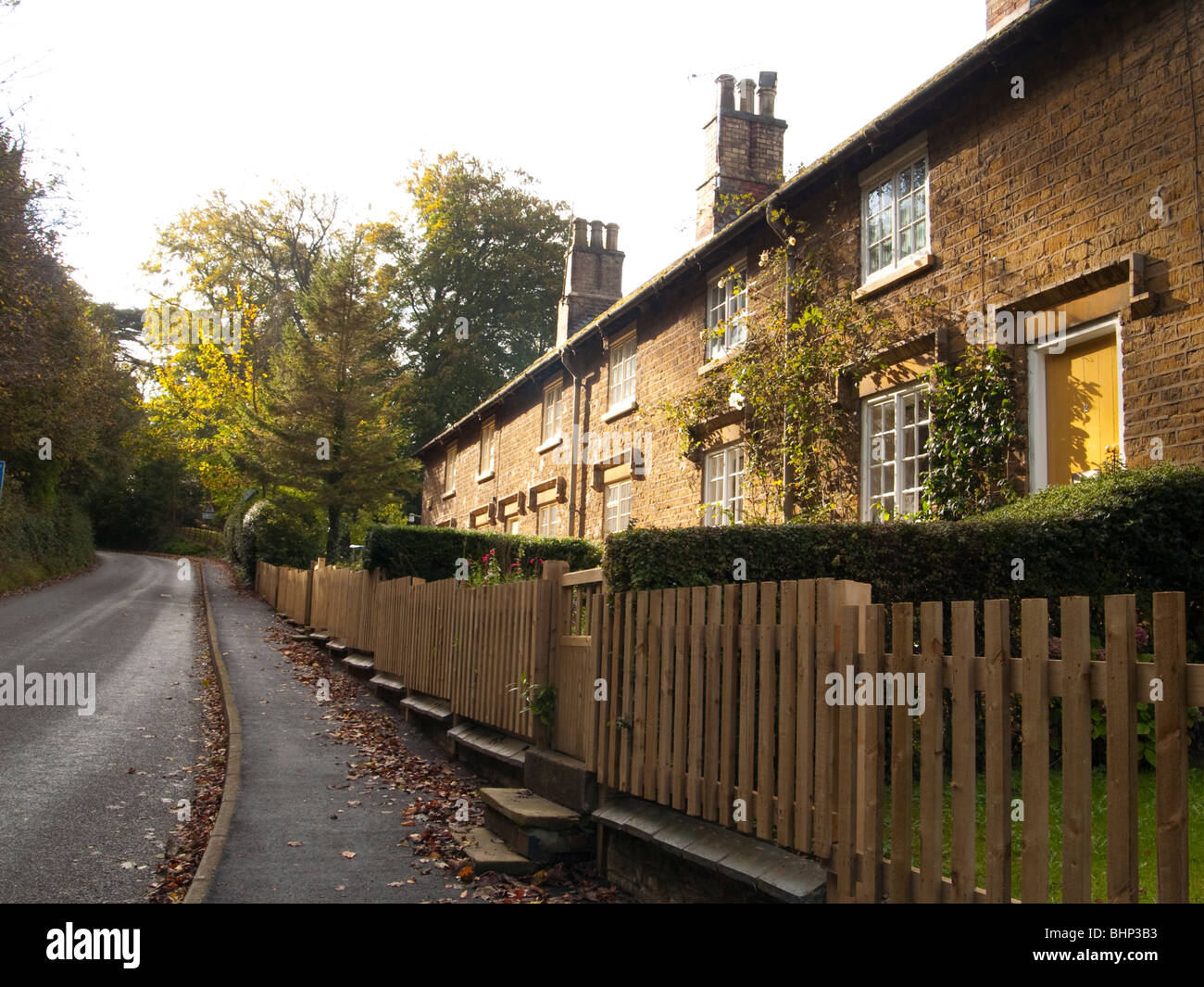 A row of cottages in Woolsthorpe by Belvoir, Lincolnshire England UK
