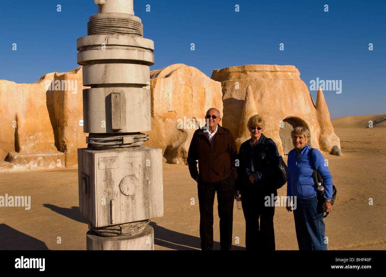 Tourists at famous movie set of Star Wars movies in Sahara Desert near Tozeur Tunisia Africa Stock Photo
