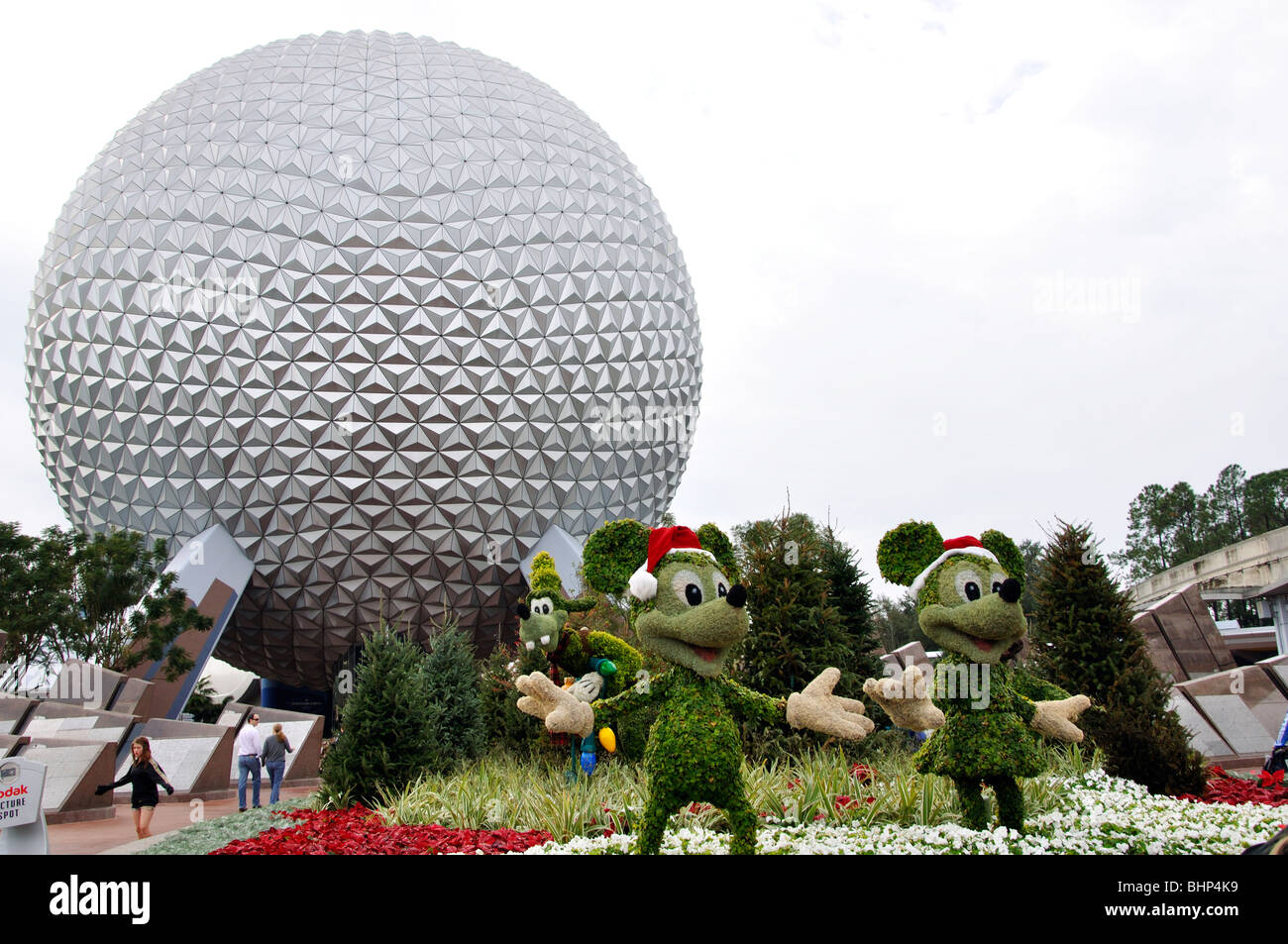 Mickey and Minnie Mouse shaped bushes at Epcot, Disneyworld,Orlando, Florida, USA Stock Photo