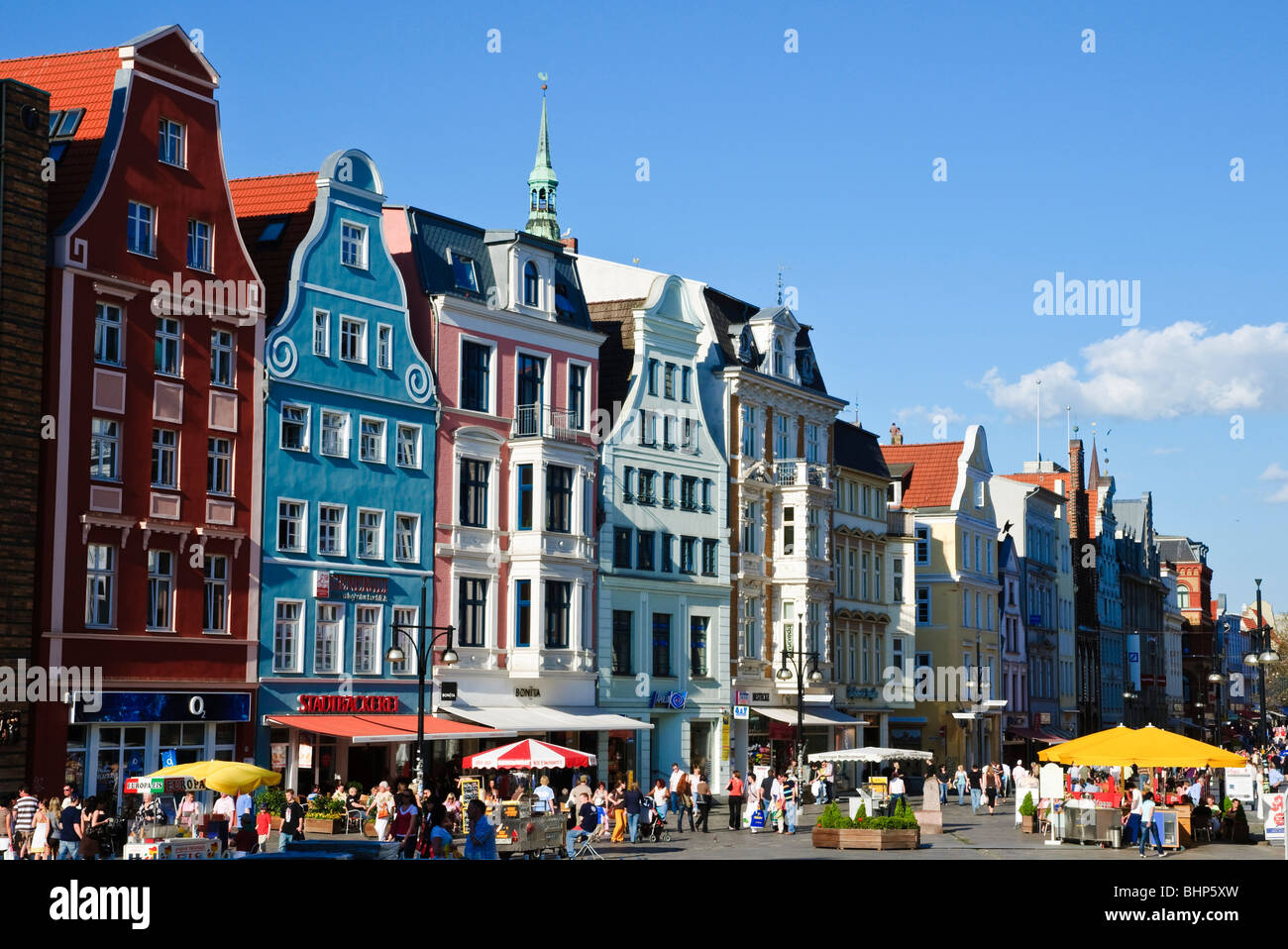 Shopping street Kroepeliner Strasse, old town, Rostock Stock Photo