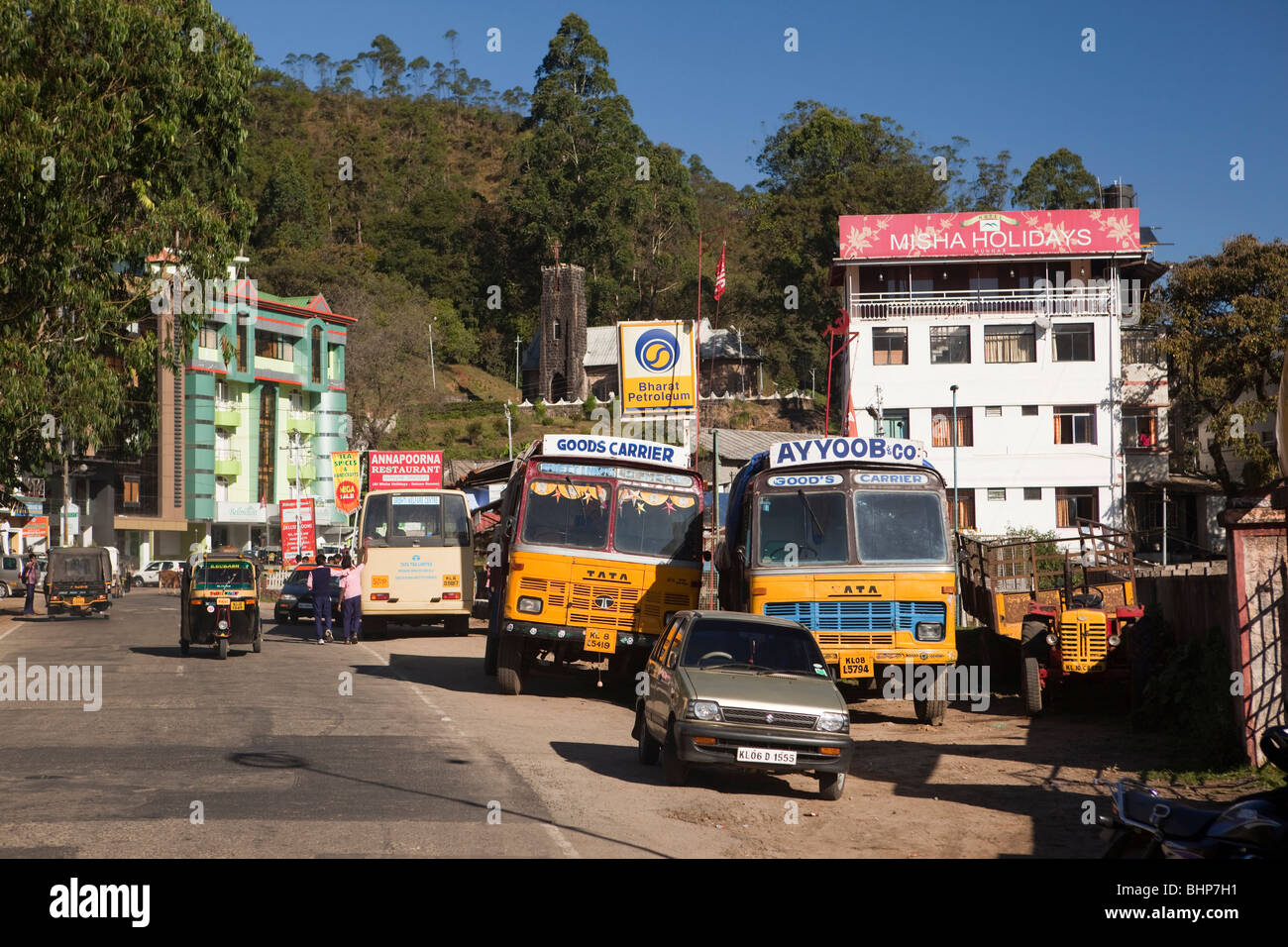 India, Kerala, Munnar, British colonial CSI Anglican Christ Church above Alwaye – Munnar Road Stock Photo