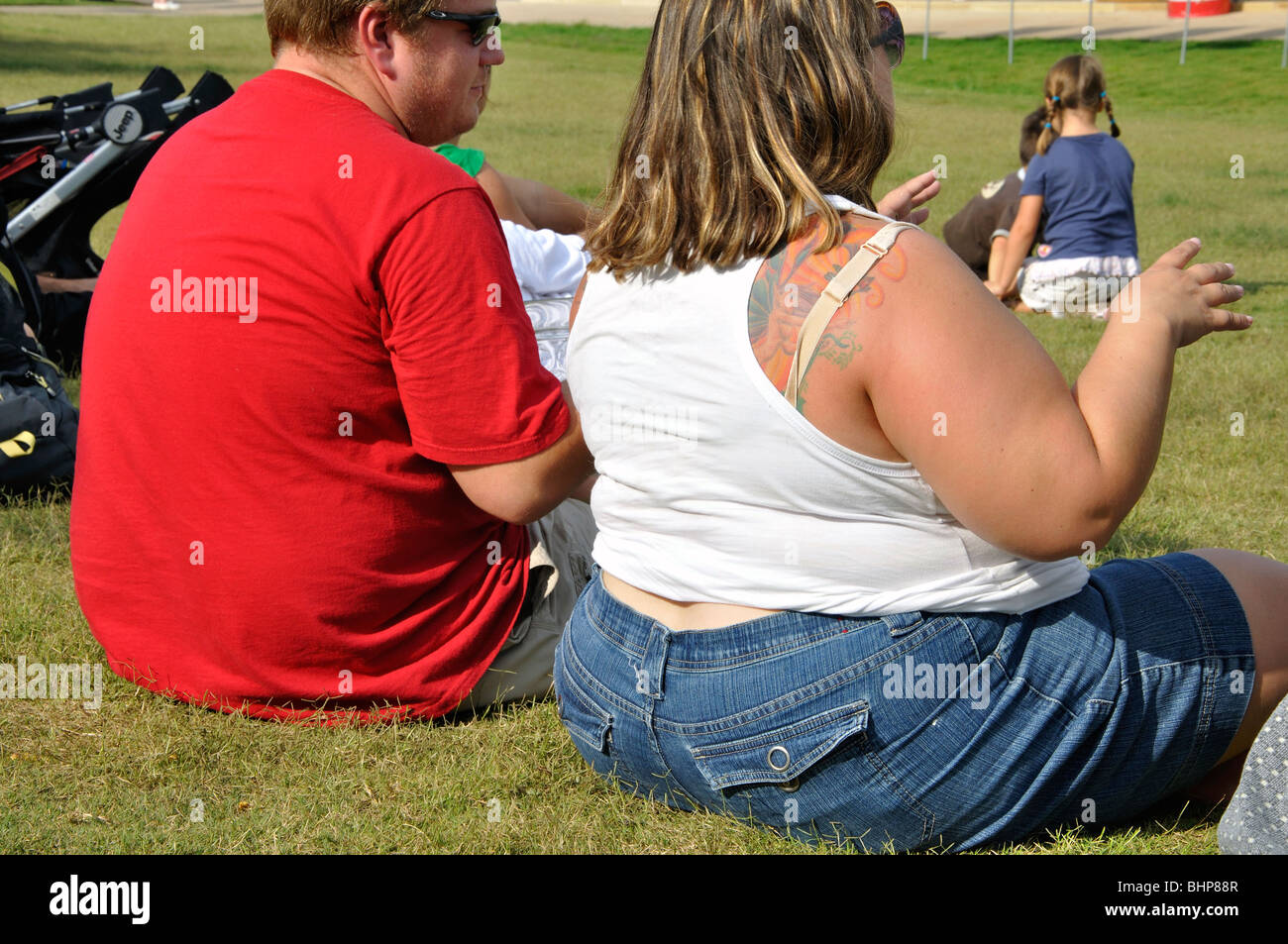 Very fat woman and man Stock Photo