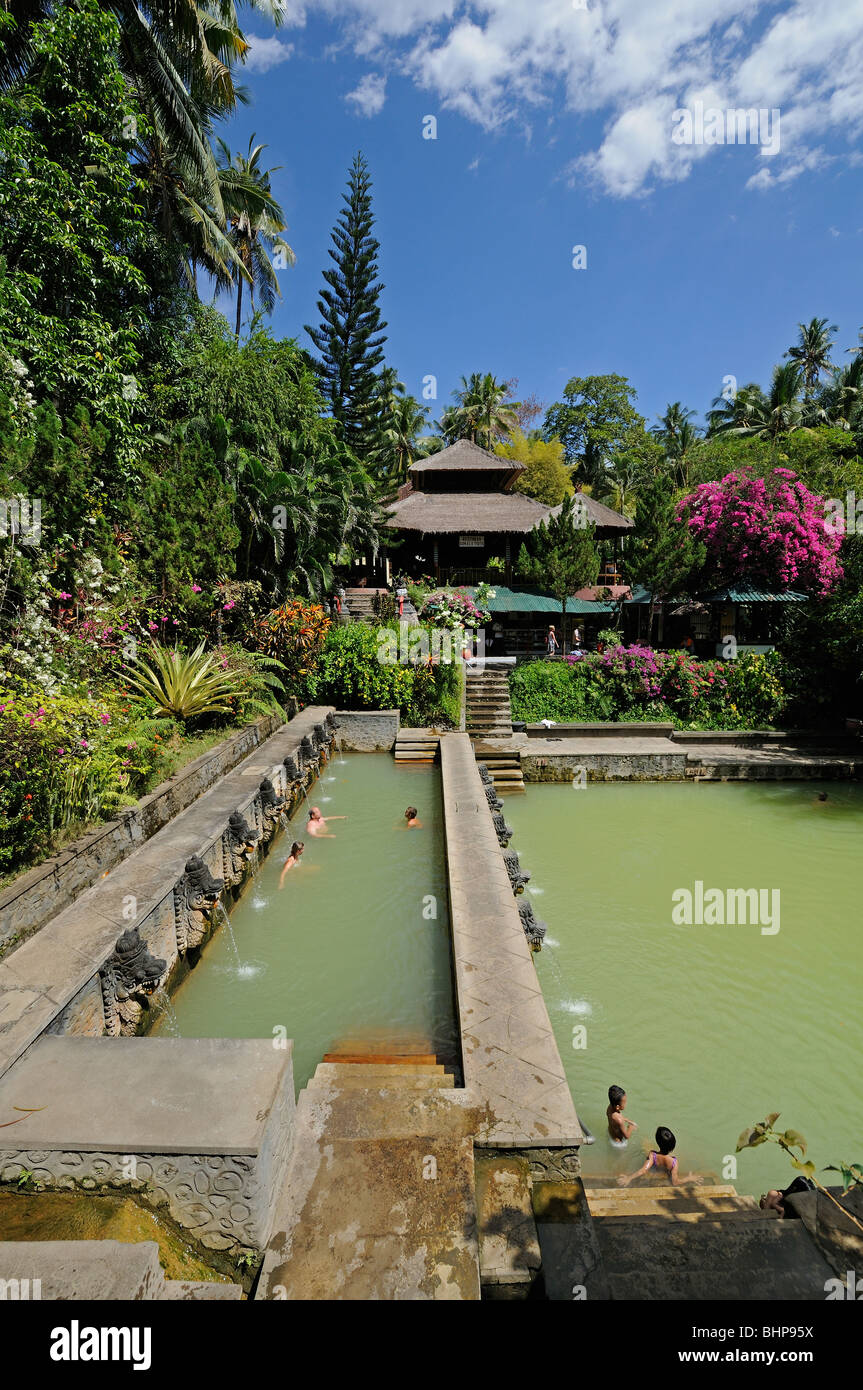 Thermal water swimming pool on Bali, thermal spring, Obyek Wisata, Air Panas Banjar, Bali, Indonesia, Indo-Pacific Ocean Stock Photo
