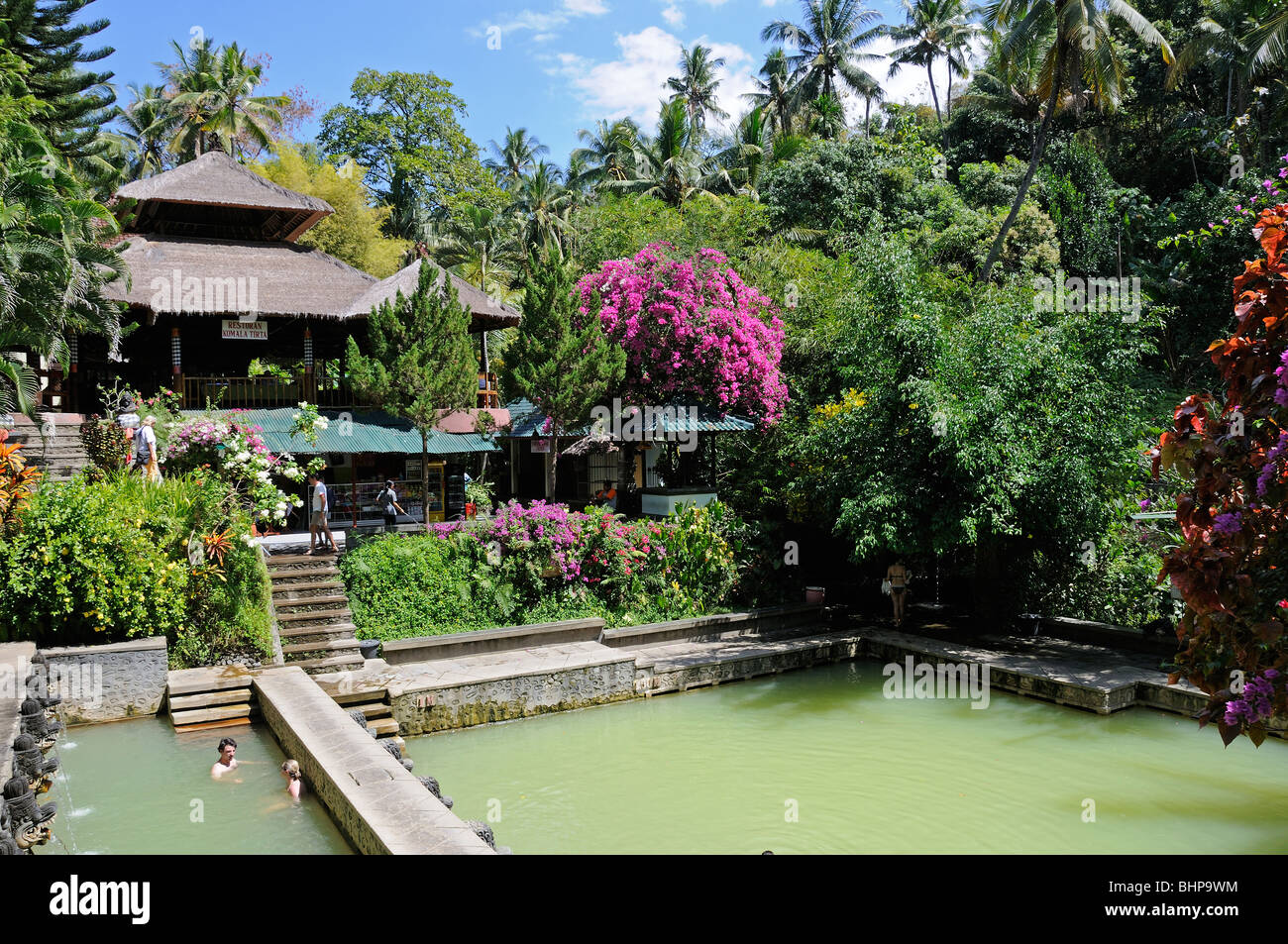 Thermal water swimming pool on Bali, thermal spring, Obyek Wisata, Air Panas Banjar, Bali, Indonesia, Indo-Pacific Ocean Stock Photo