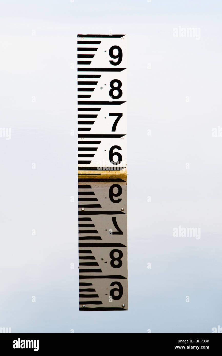 Depth gauge Somerset Levels Somerset UK Stock Photo