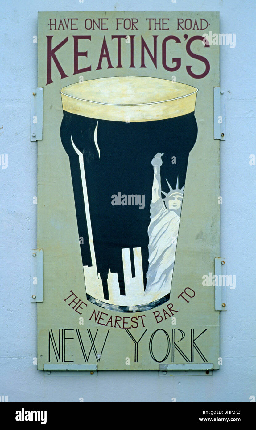 billboard of the nearest bar to New York, Kilbaha, Co. Clare, Republic