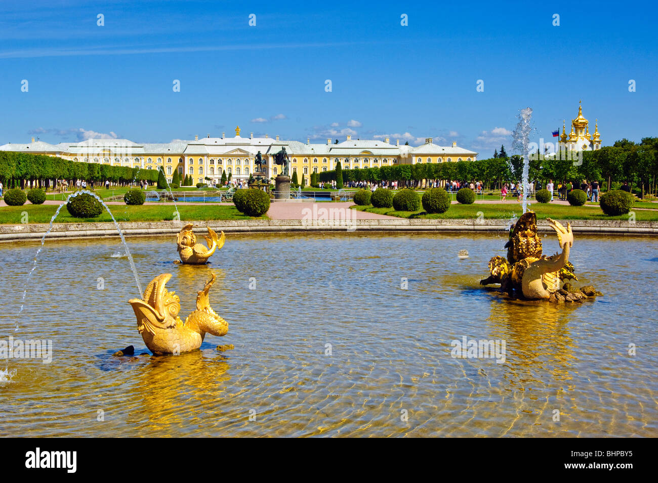 Bolshoi Dvorets (The Grand Palace), Peterhof (Petrodvorets), St Petersburg, Russia Stock Photo