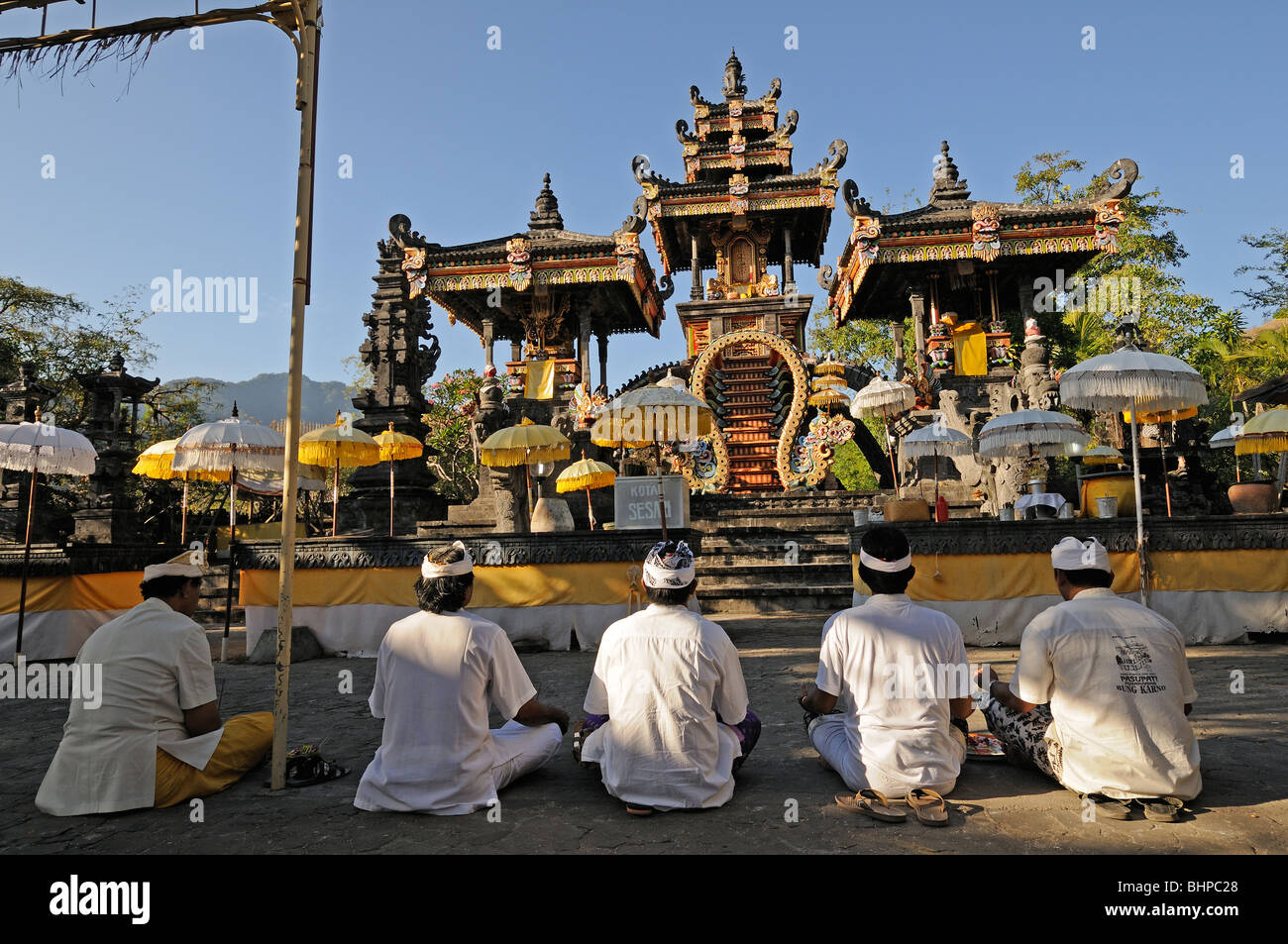 hinduistic ceremony in Melanting Temple, Pemuteran, Bali, Indonesia Stock Photo