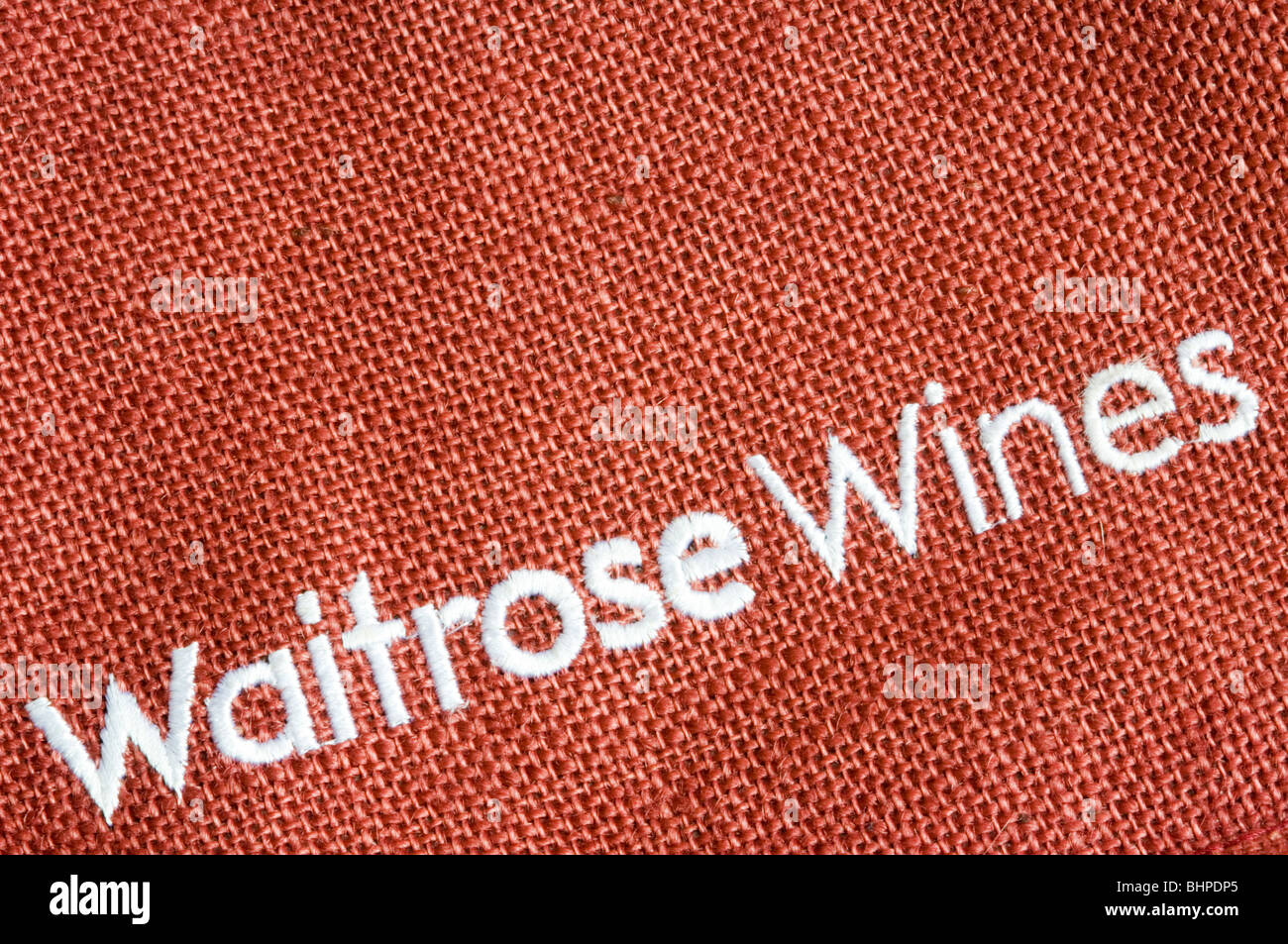 Waitrose Wines embroidered on cloth carrying bag Stock Photo Alamy