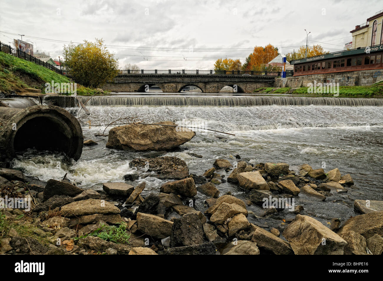 Iset river urban view. Ekaterinburg series. Stock Photo