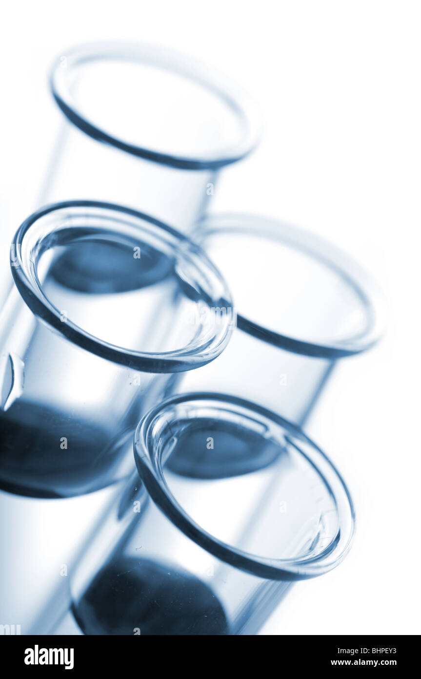 Blue Test Tubes with fluid isolated on white Stock Photo Alamy