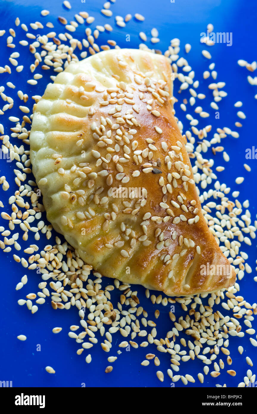 Lebanese Cheese Samosa covered with sesame seeds Stock Photo