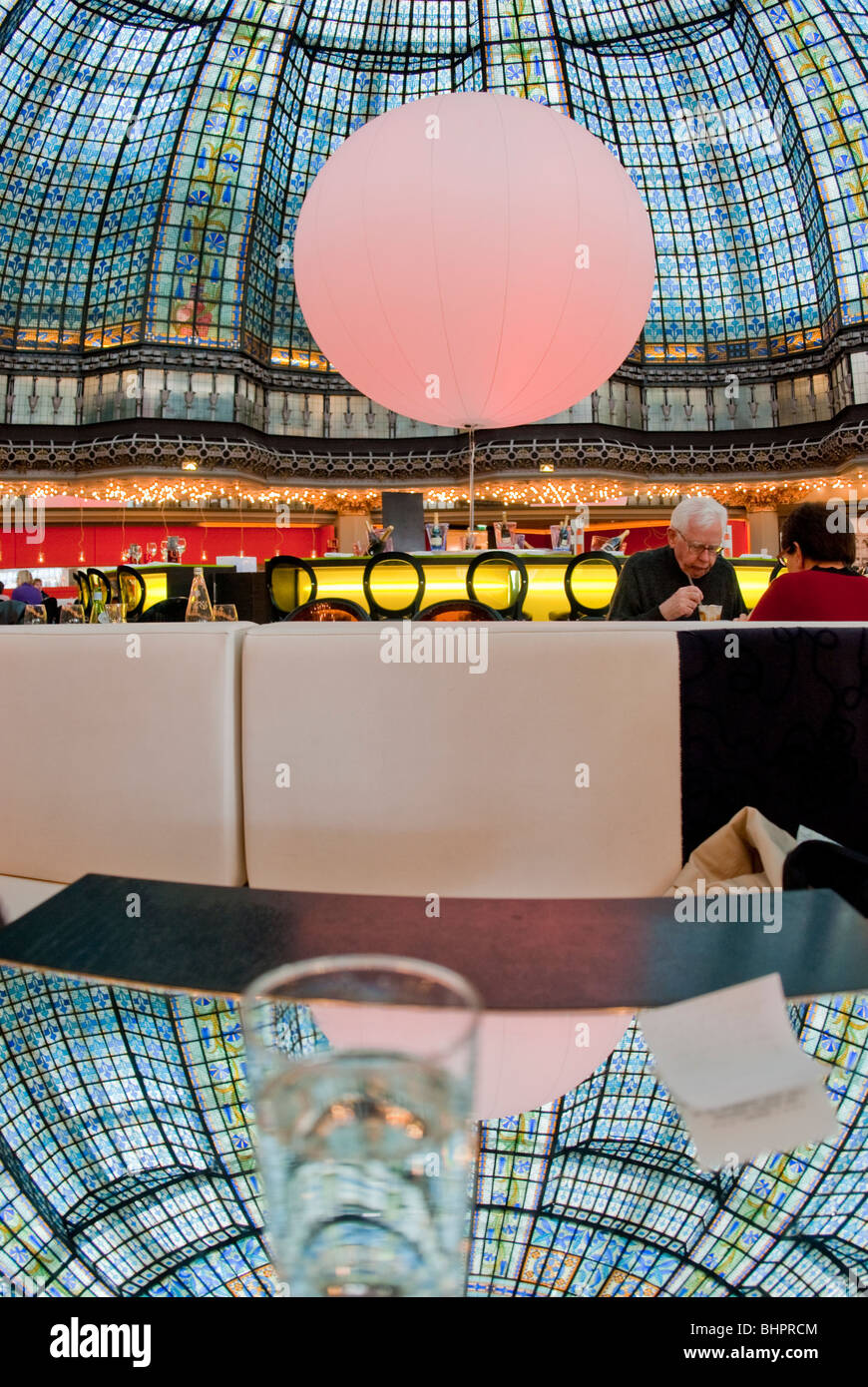 The traditional French restaurant located not far from the Printemps  Haussmann beauty shop in Paris, France. Stock Photo